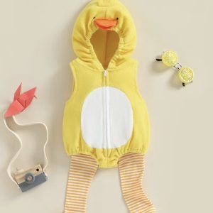 Disfraz de Pollito Amarillo para Bebé Niño y Niña con Capucha y Medias