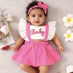 Vestido Barbie Rosado para Bebé Niña con Falda de Vuelo