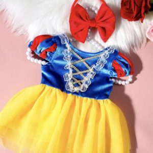 Vestido de Princesa Blancanieves para Bebé Niña con Lazo Rojo