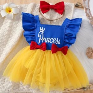 Vestido de Blancanieves para Bebé Niña con Falda de Tul Amarilla