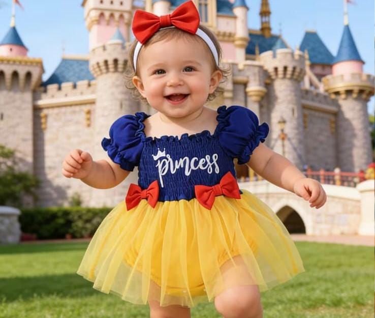 Disfraz de Blancanieves para Bebé Niña – Vestido con Vincha