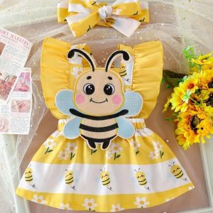Vestido de Abejita Amarillo para Bebé Niña con Volantes