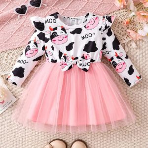 Vestido de Vaquita para Niña – Falda de Tul Rosada