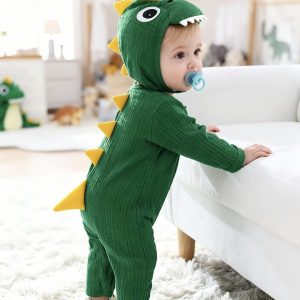 Disfraz de Dinosaurio para Bebé – Traje Verde con Capucha