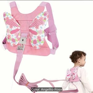 Arnés de Seguridad para Niños con Mochila de Mariposas Rosada