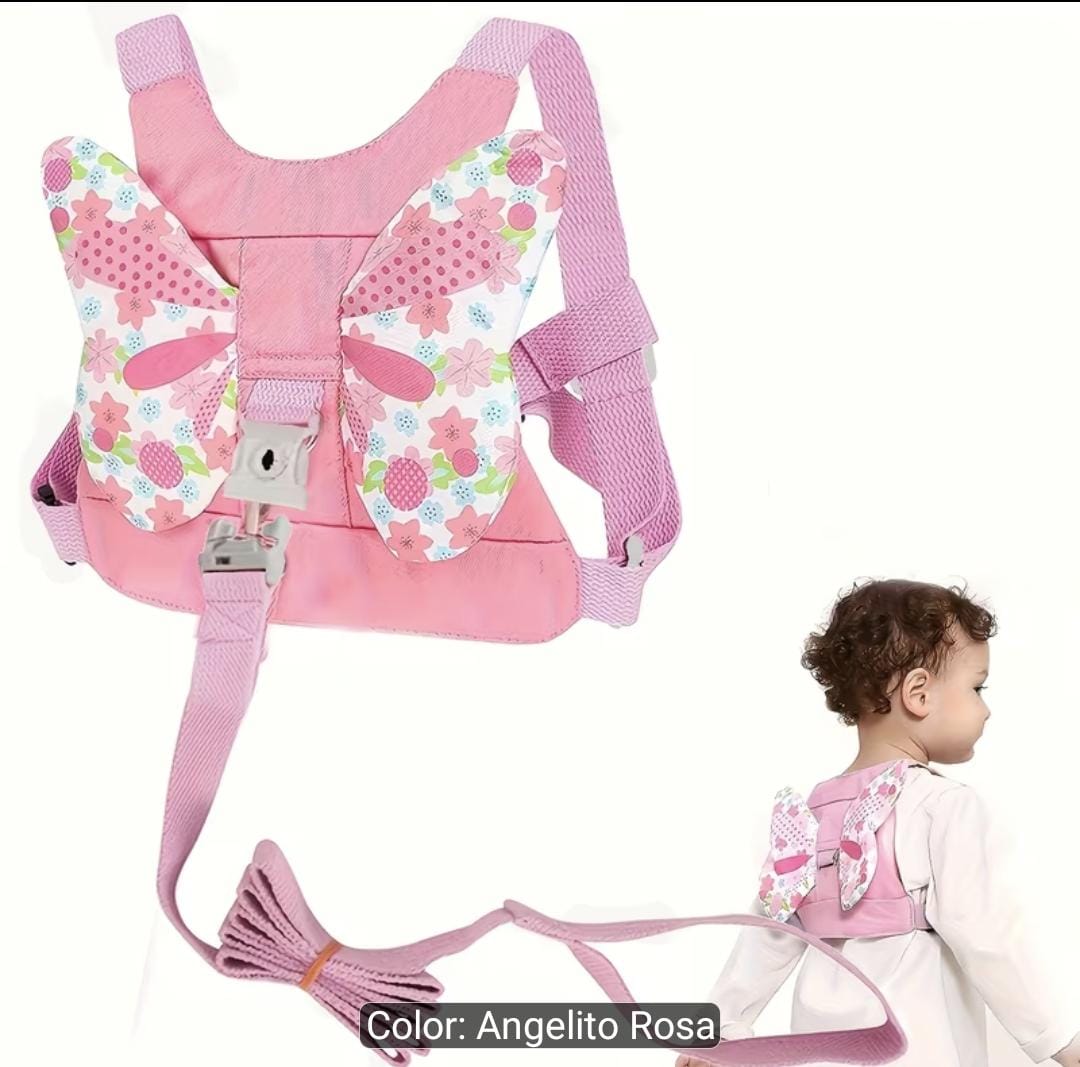 Arnés de Seguridad para Niños con Mochila de Mariposas Rosada